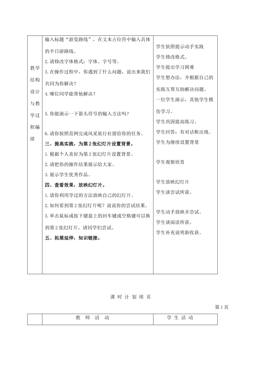 一年级信息技术下册 游览路线——插入新幻灯片（二）教案 河大版_第2页