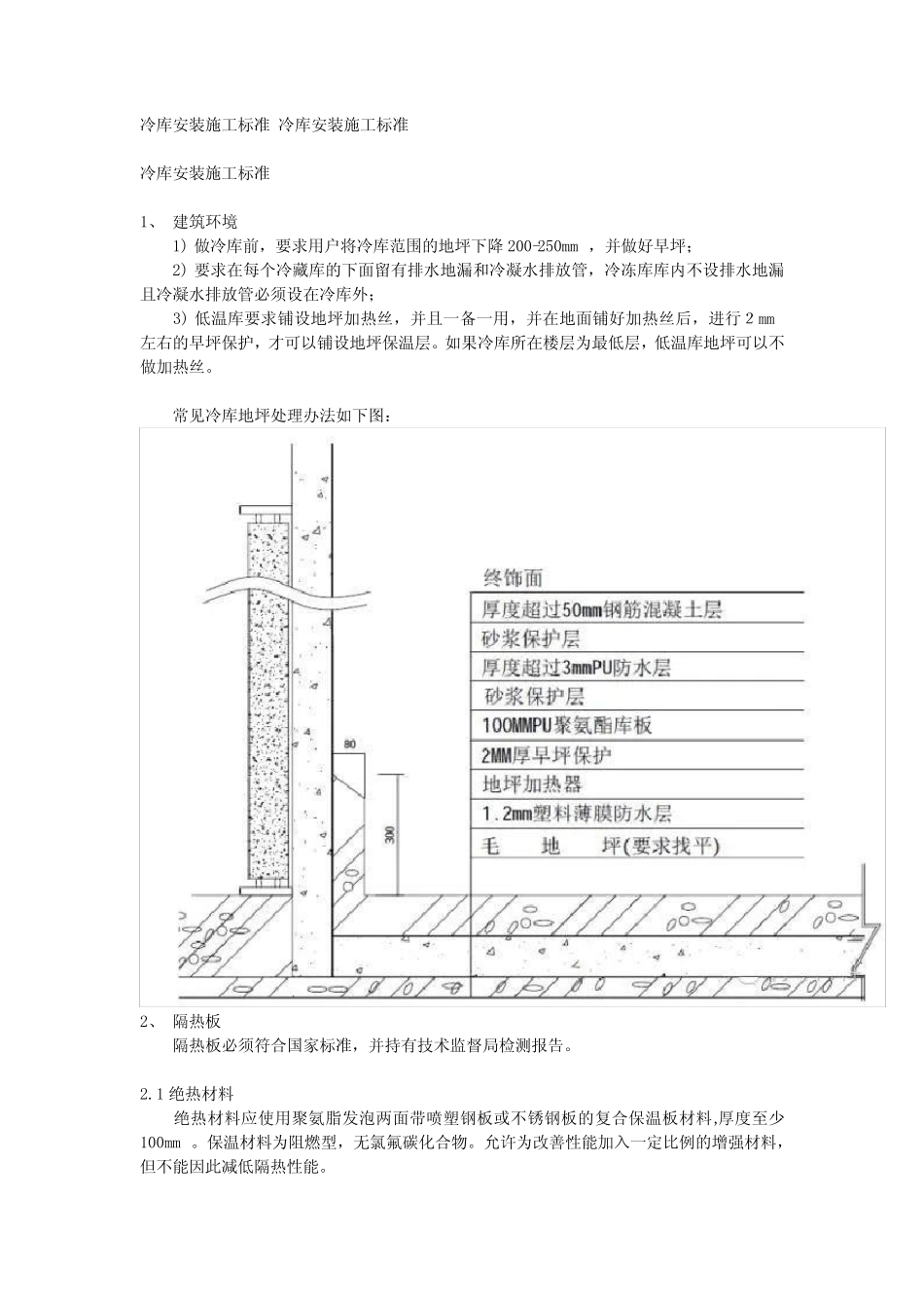 冷库安装施工标准 冷库安装施工标准 _第1页