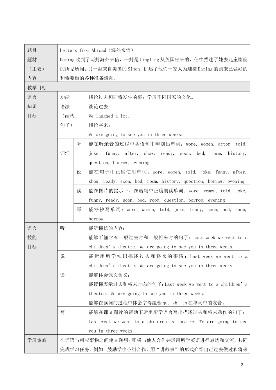 五年级英语下册 Module 9 Unit 1(4) 第一课时教案 外研版_第2页