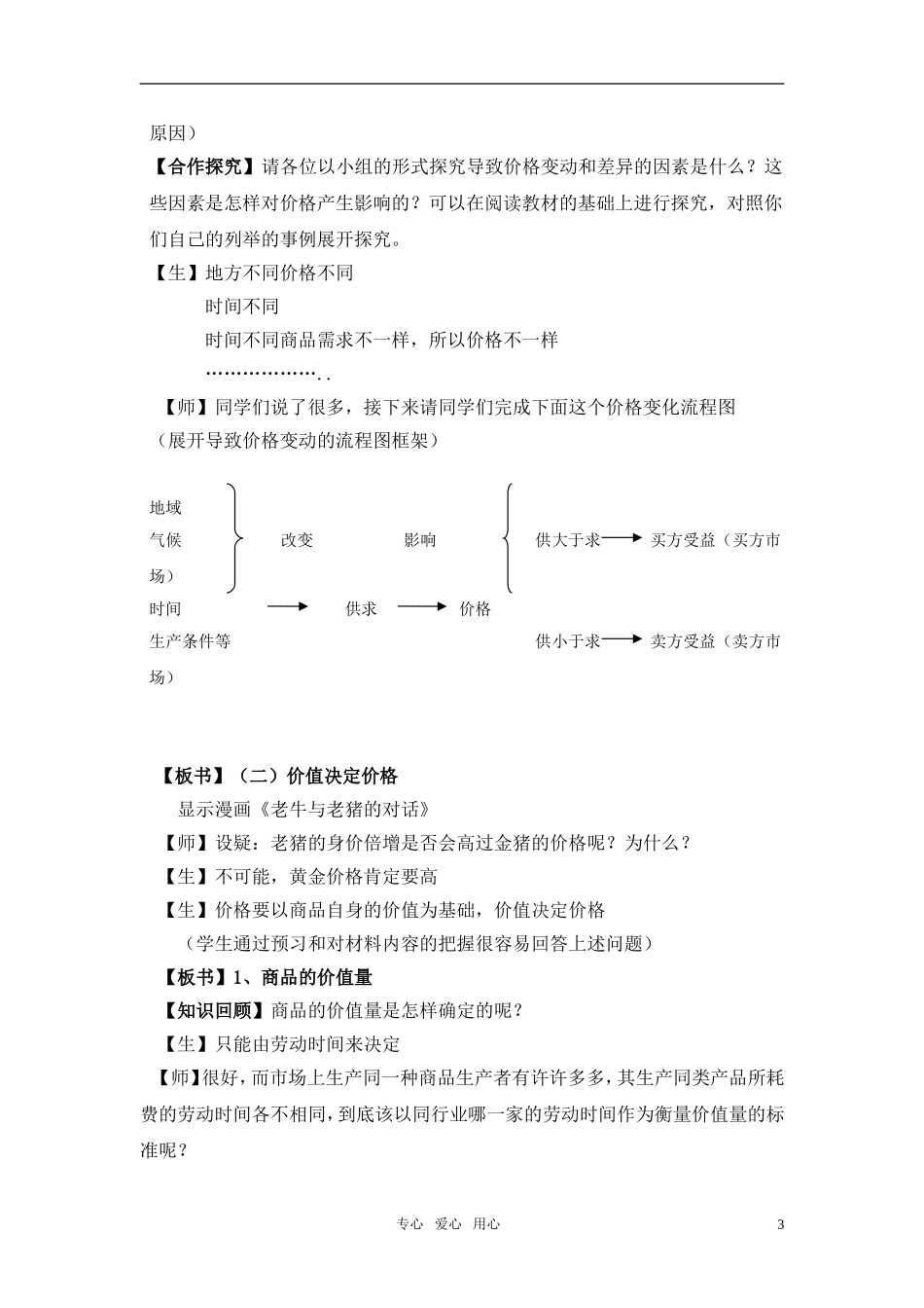 高中政治 《影响价格的因素》教案12 新人教版必修1_第3页