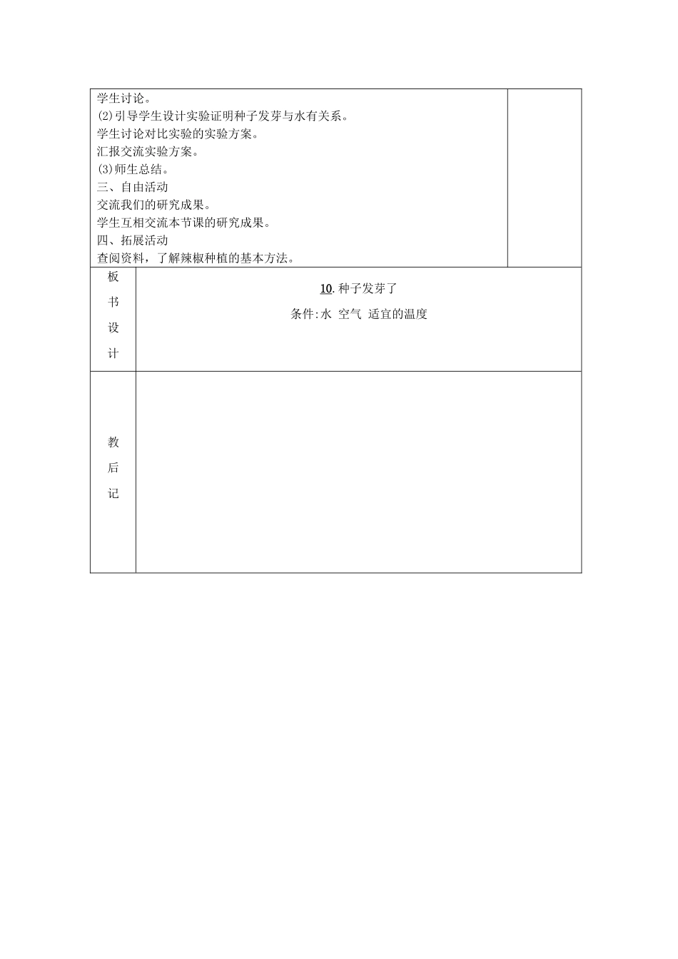 五年级科学下册 第三单元 生物的生长与繁殖 10 种子发芽了教案 青岛版六三制-青岛版小学五年级下册自然科学教案_第2页