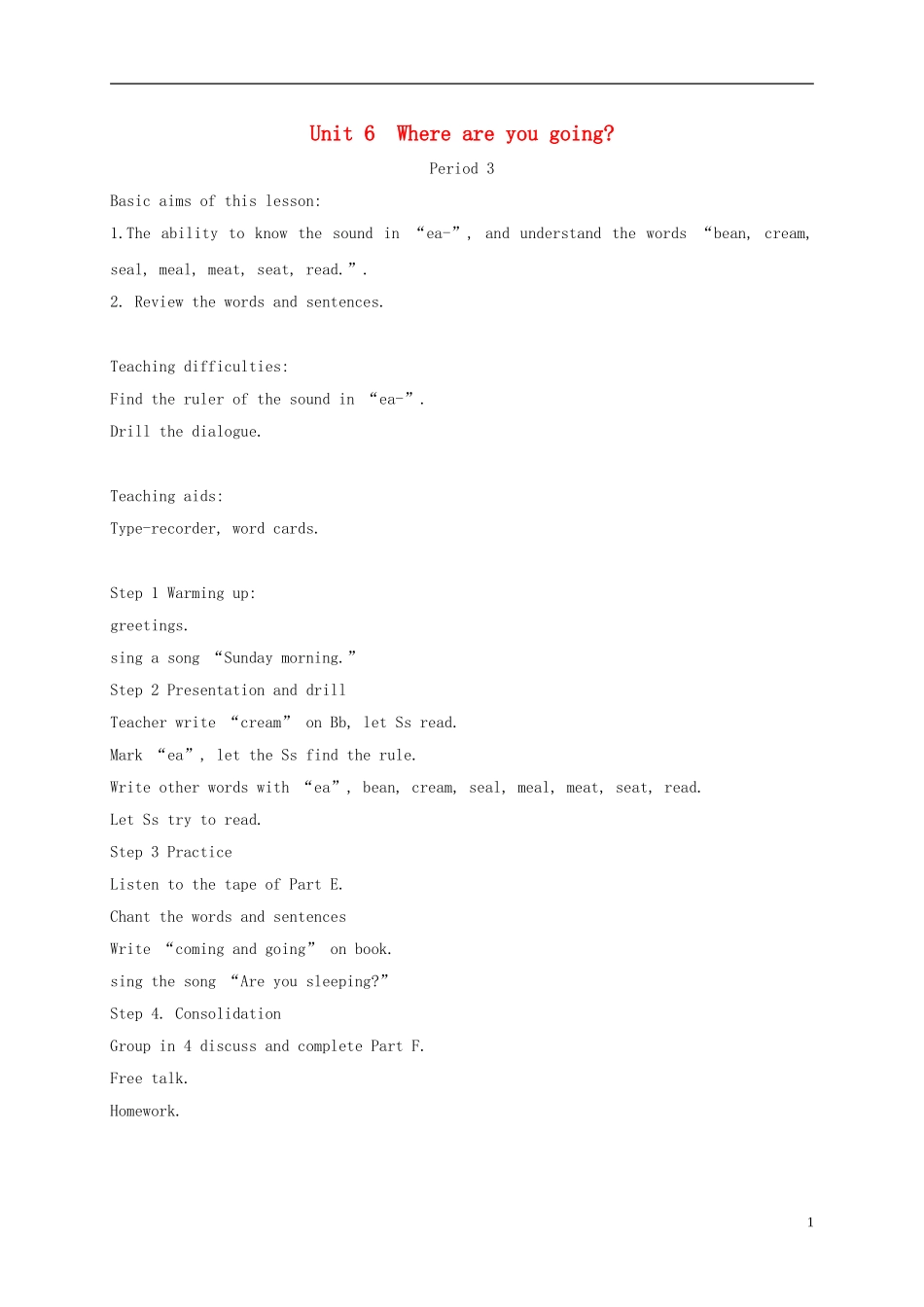 四年级英语下册 unit6 period3教案 湘少版_第1页