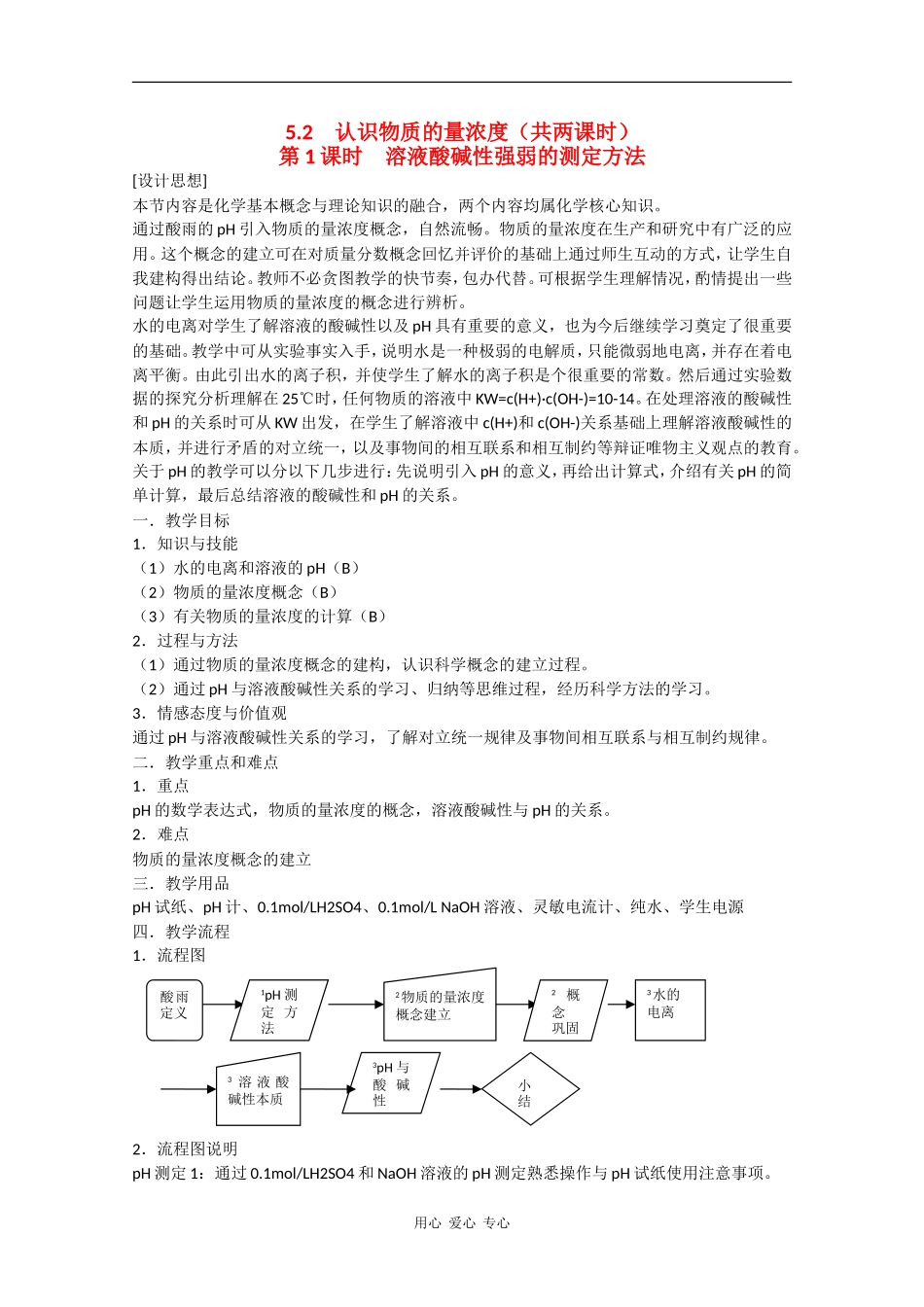 高一化学：5.2《认识物质的量浓度》教案（第1课时）沪科版_第1页