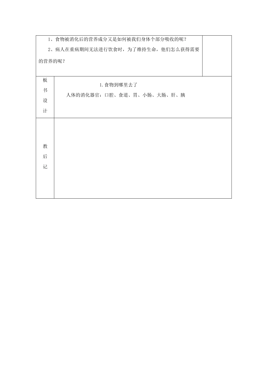 五年级科学下册 第一单元 人体内部的秘密 1 食物到哪里去了教案 青岛版六三制-青岛版小学五年级下册自然科学教案_第3页