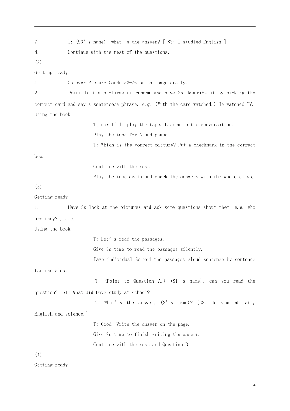 五年级英语上册 Unit 12(2)教案 广东版开心_第2页