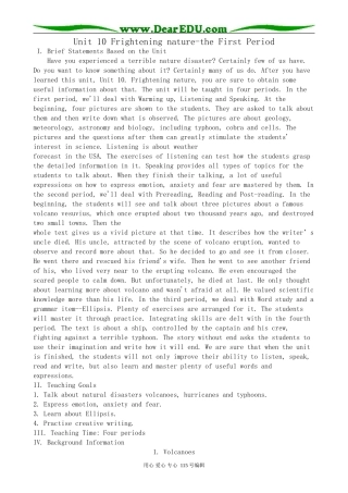高中英语第二册上Unit 10 Frightening nature-the First Period
