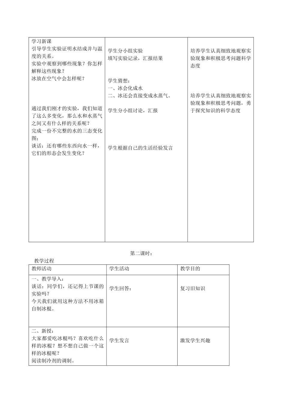 五年级科学上册 冰教案 首师大版_第2页