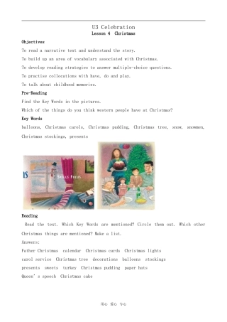 高中英语U3 Celebration--Lesson 4 Christmas[ty]北师大版必修一