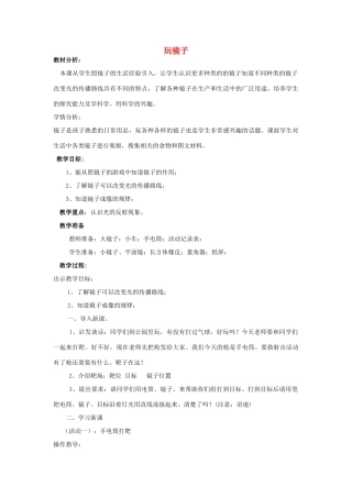 五年级科学下册《玩镜子》简案 青岛版