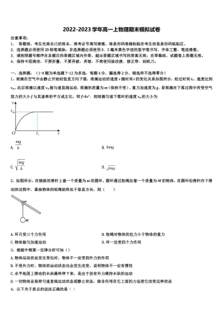 2022-2023学年北京市朝阳外国语物理高一第一学期期末达标检测试题含解析