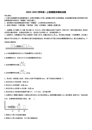 2022年安徽省北大附属宿州实验学校物理高一第一学期期末学业质量监测试题含解析