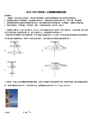 2022-2023学年成都树德中学物理高一第一学期期末质量检测试题含解析