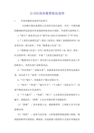 公司社保补缴费情况说明 