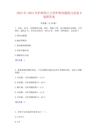 2023年-2024年护师类之主管护师真题练习试卷B卷附答案 