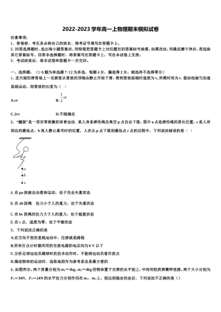 2022年安徽省合肥市第一六八中学高一物理第一学期期末教学质量检测试题含解析