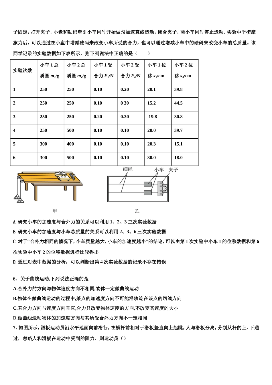 2022-2023学年北京市西城66中物理高一第一学期期末教学质量检测模拟试题含解析_第2页