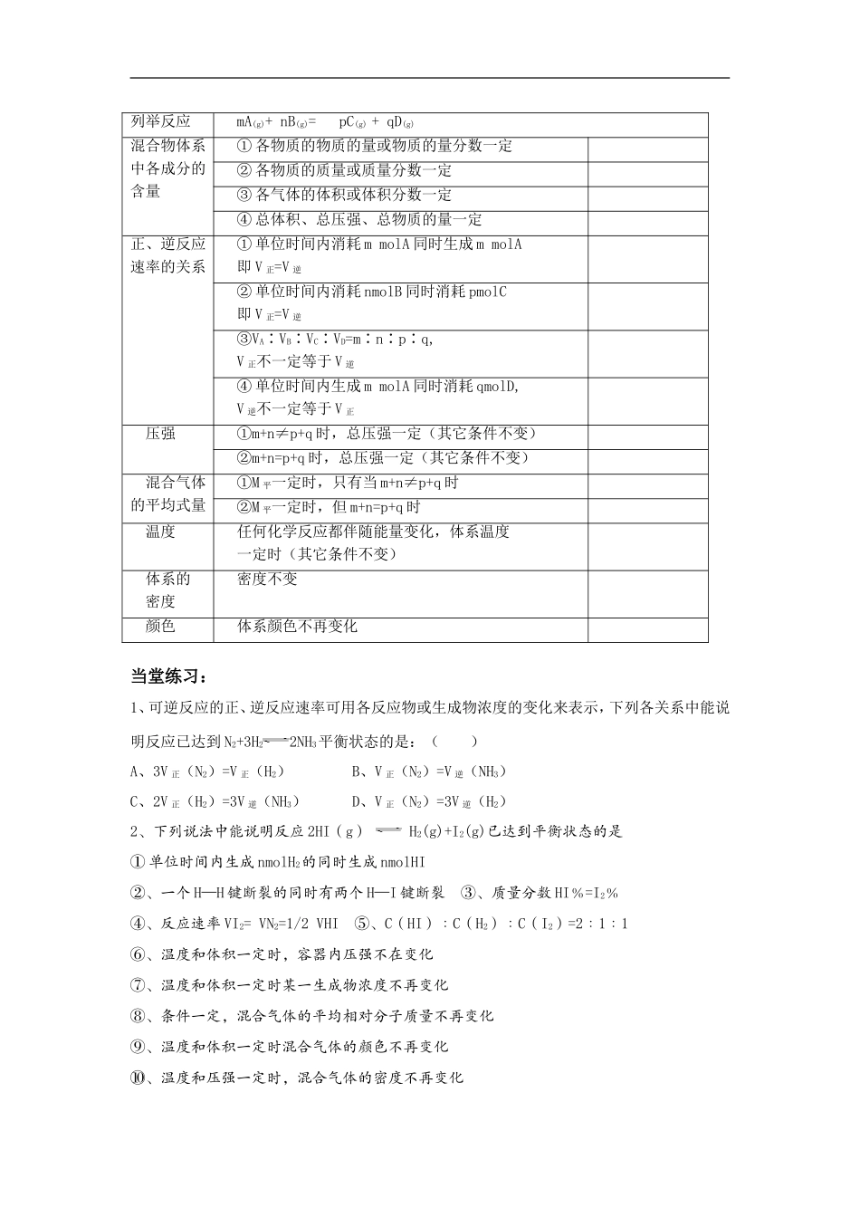 2009年高中化学一轮复习18化 学 平 衡教案_第2页