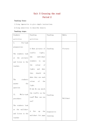 二年级英语上册 Unit 5 Crossing the road（period2）教案 沪教牛津版-沪教牛津版小学二年级上册英语教案