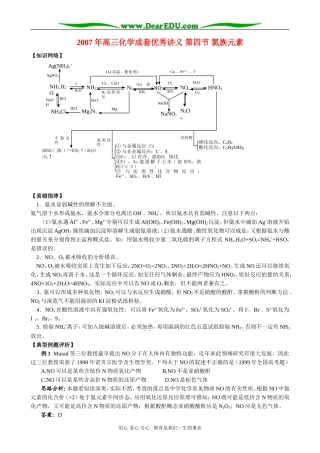 2007年高三化学成套优秀讲义 第四节 氮族元素