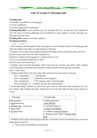 英语北师大版选修7 Unit21 Lesson 1 Chewing Gum 2