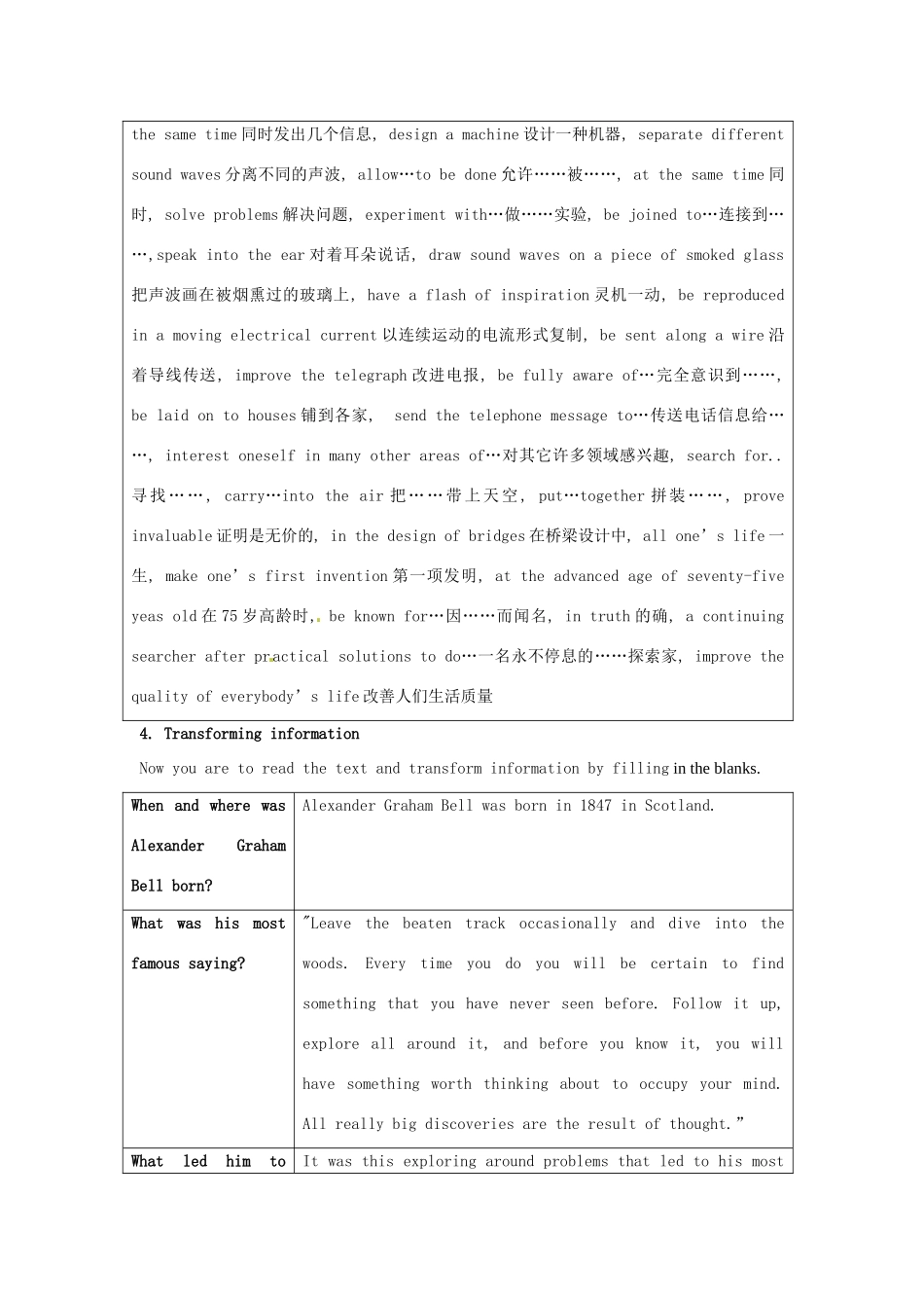 2014-2015学年高中英语 Unit 3 Period 3 A sample lesson plan for Using Language教学设计 新人教版选修8_第3页