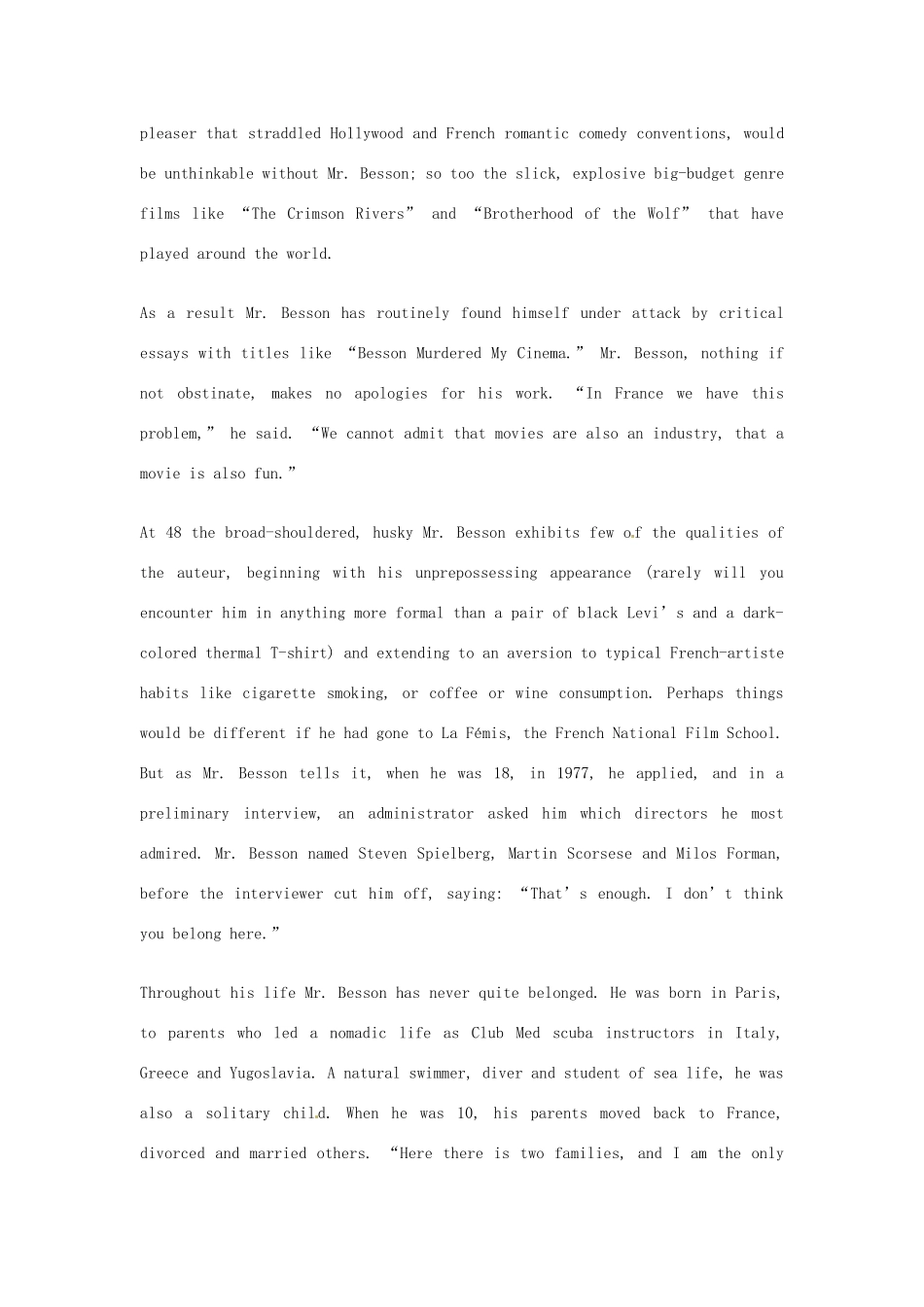 2014年秋高中英语 Module 3 Adventure in Literature and the Cinema A famous director训练 外研版必修5_第2页