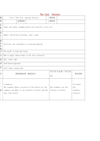 二年级英语下册 Module 3 Things around us Unit 7《The four seasons》教案1（新版）沪教牛津版-沪教牛津版小学二年级下册英语教案