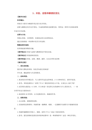 六年级科学 米饭、淀粉和碘酒的变化教案 教科版