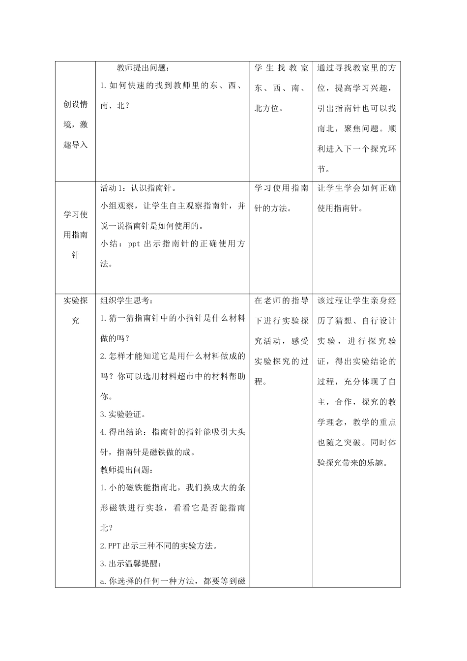 二年级科学上册 第三单元 磁针与南北 2 两极指南北教学设计 大象版-大象版小学二年级上册自然科学教案_第2页