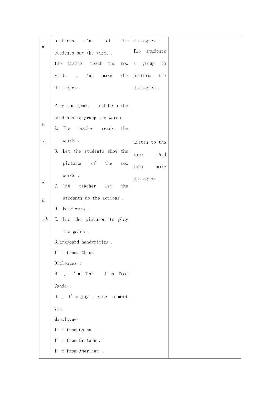 二年级英语上册 unit2 Lesson10-Lesson11教案 人教新起点_第2页