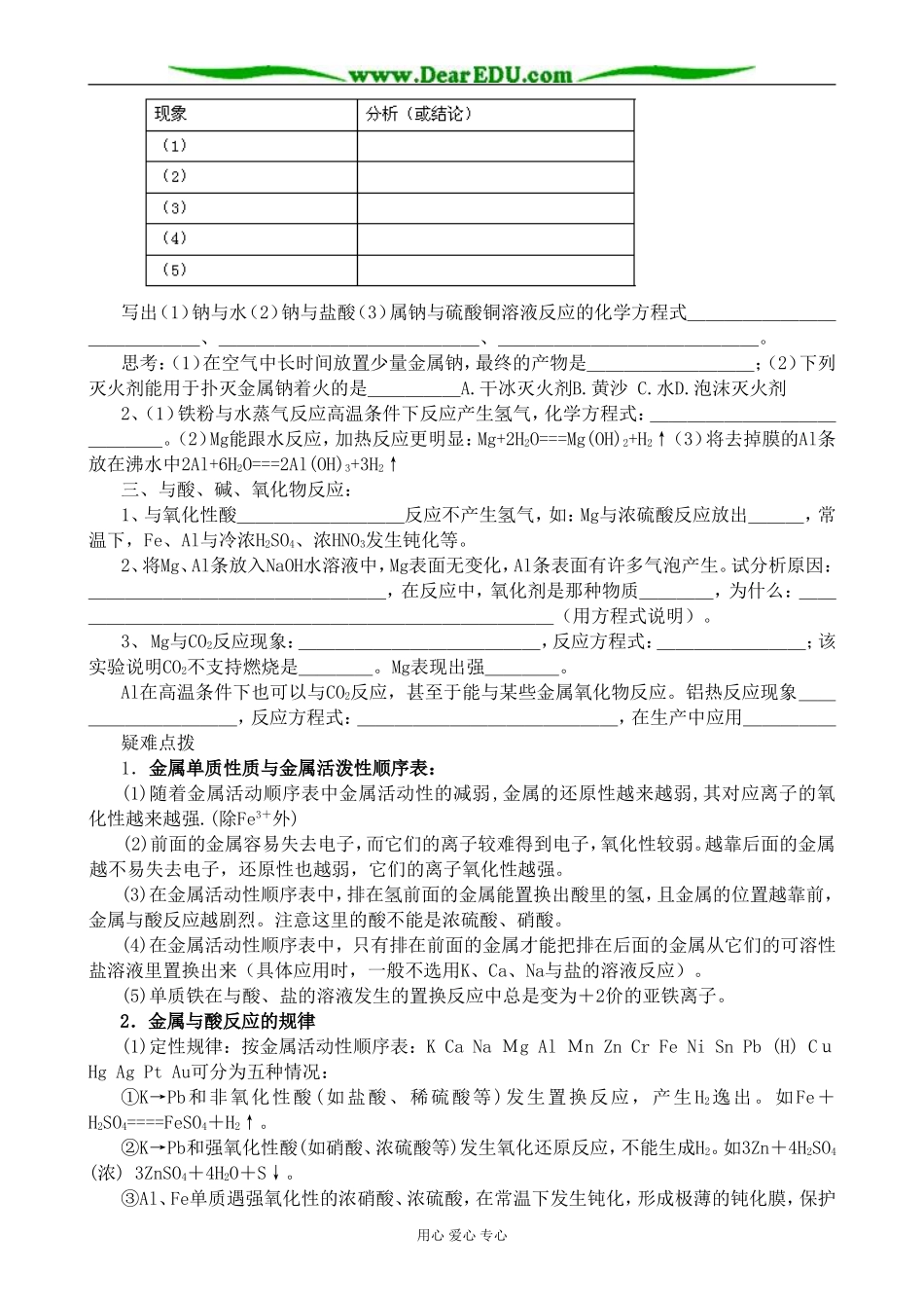 新人教版高中化学必修1金属的化学性质1_第2页