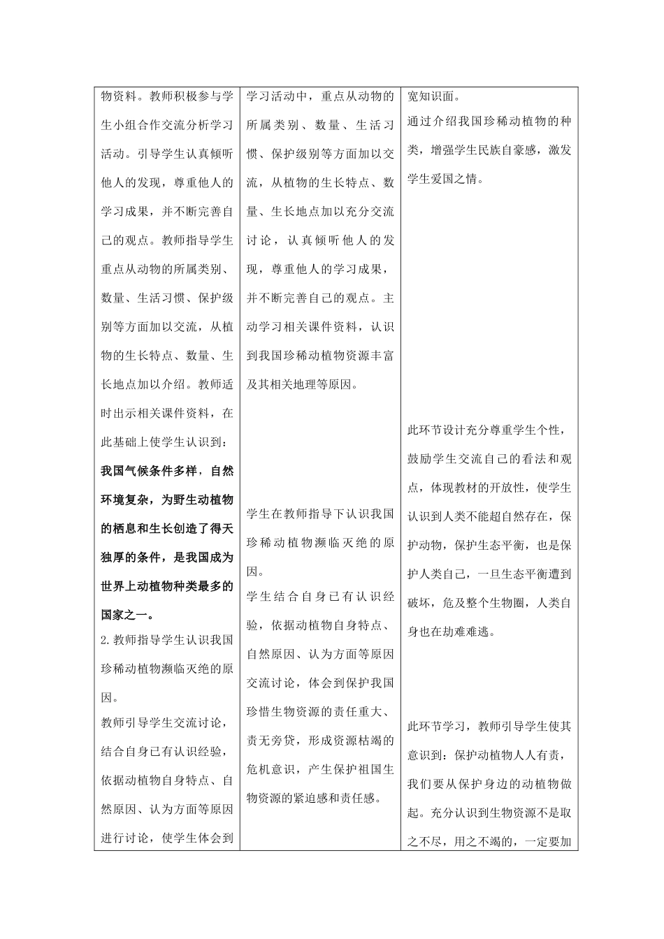 六年级科学上册 第五单元 生物与环境 24珍稀动植物教案 青岛版六三制-青岛版小学六年级上册自然科学教案_第2页