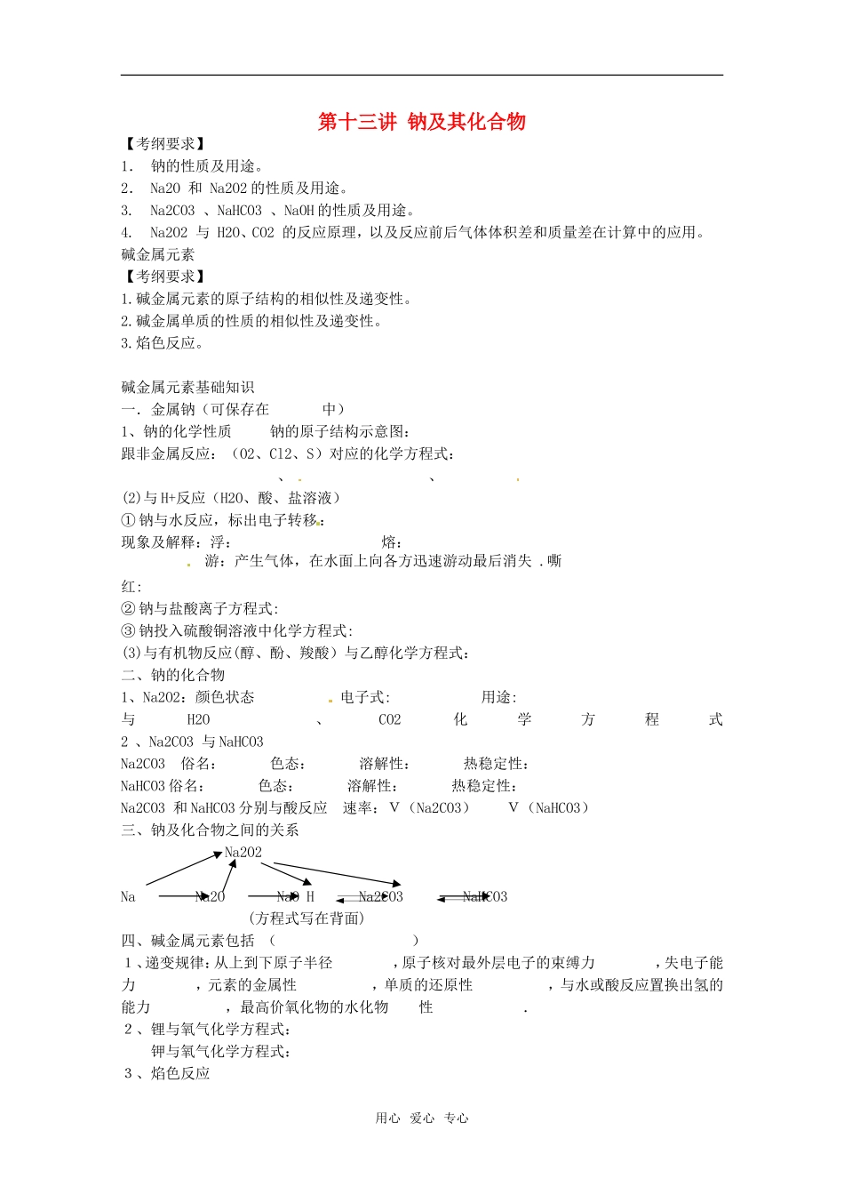 2011年高考化学一轮复习 钠及其化合物教案 新人教版_第1页