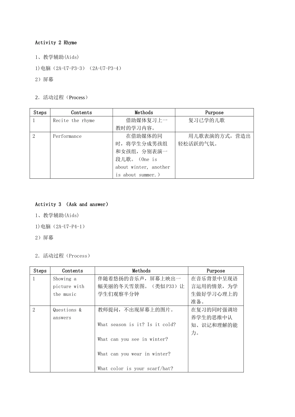 二年级英语上册 Unit7 Weather（4-6）教案 沪教牛津版_第2页