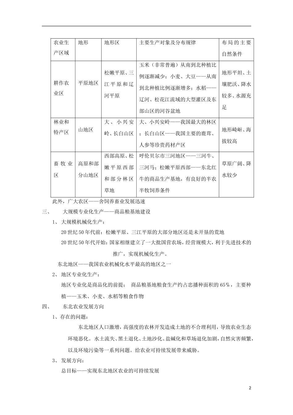 内蒙古赤峰二中高中地理 第四章第一节区域农业发展以我国东北地区为例教案1 新人教版必修3_第2页