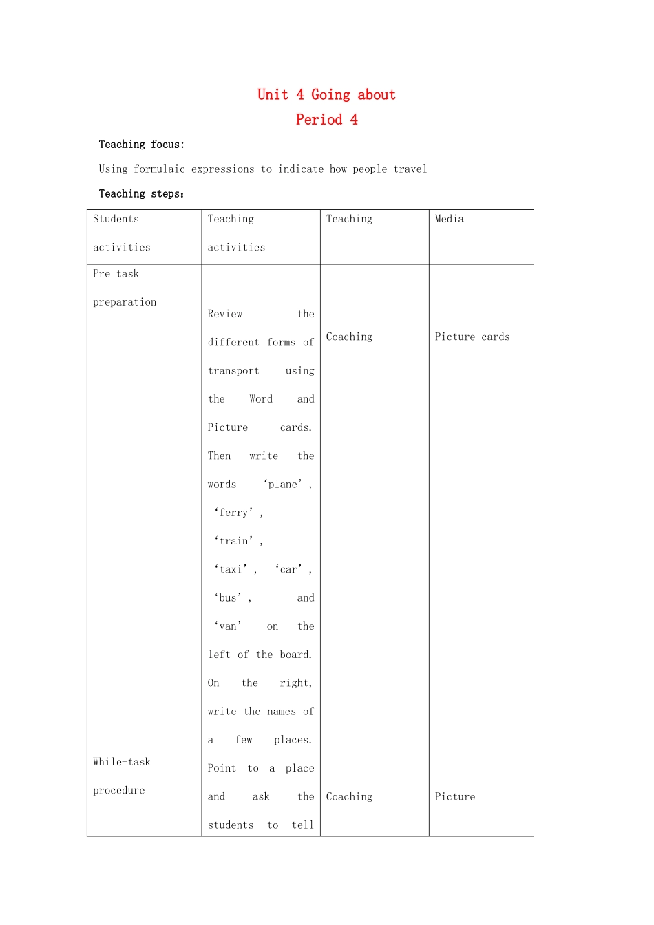 二年级英语上册 Unit 4 Going about（period4）教案 沪教牛津版-沪教牛津版小学二年级上册英语教案_第1页