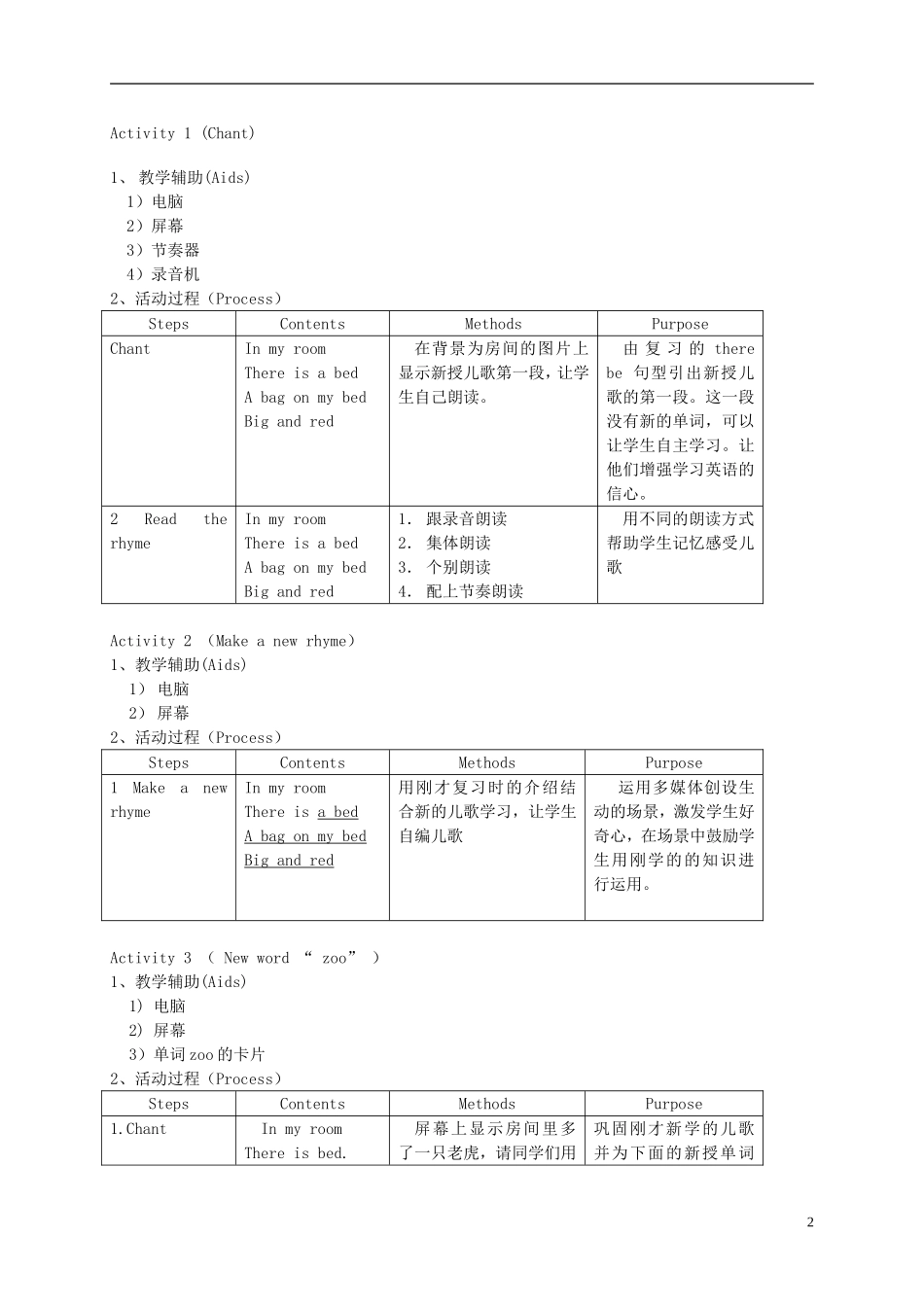 二年级英语下册 2B Unit3 My room（4-6）教案 沪教牛津版_第2页