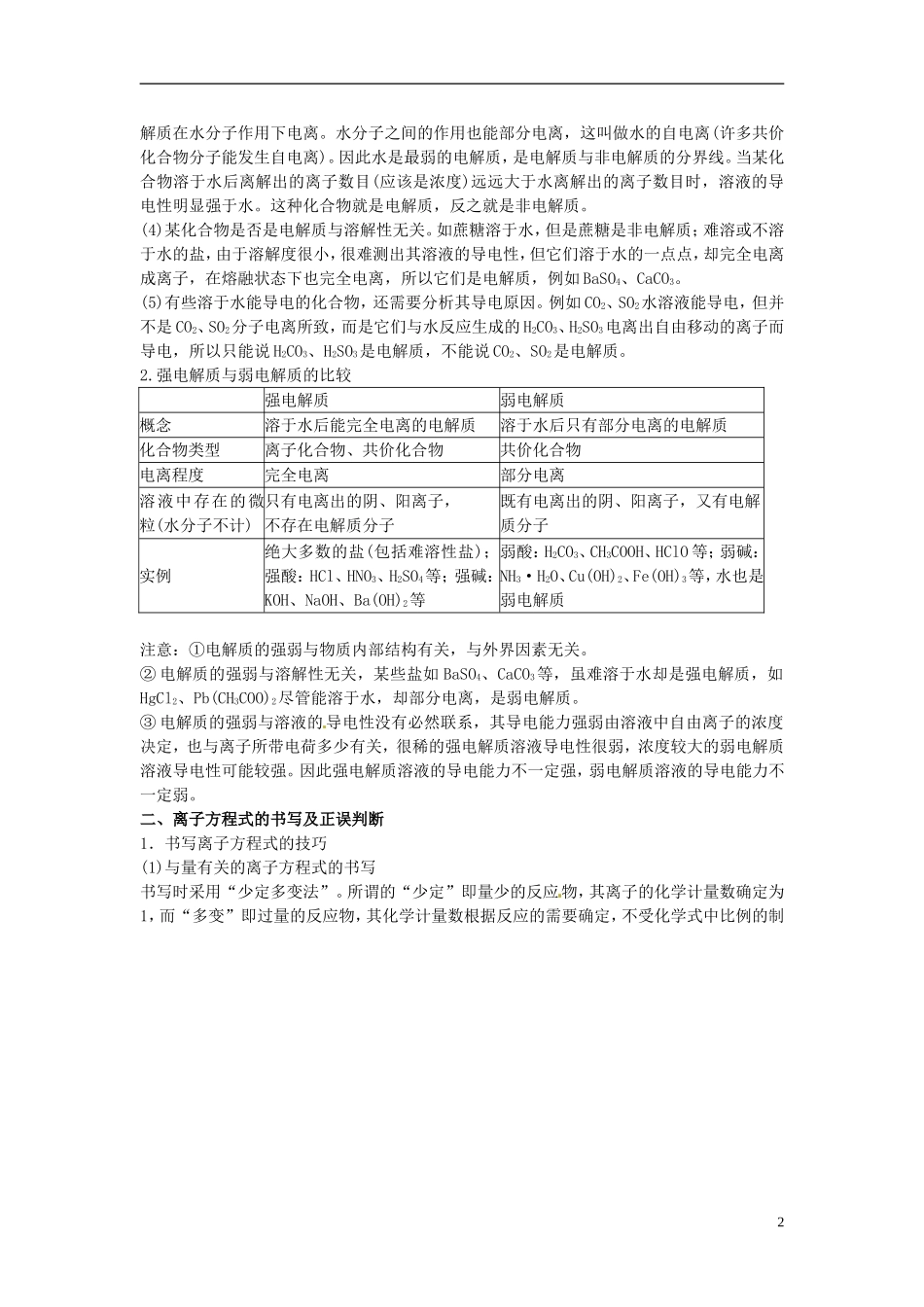 2013高考化学二轮复习精品资料专题04 离子反应教学案（教师版）_第2页