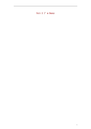 二年级英语上册 Unit2 I m Danny教案 （新版）沪教牛津版
