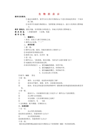 六年级科学上册 生物的启示教案5 青岛版-青岛版小学六年级上册自然科学教案