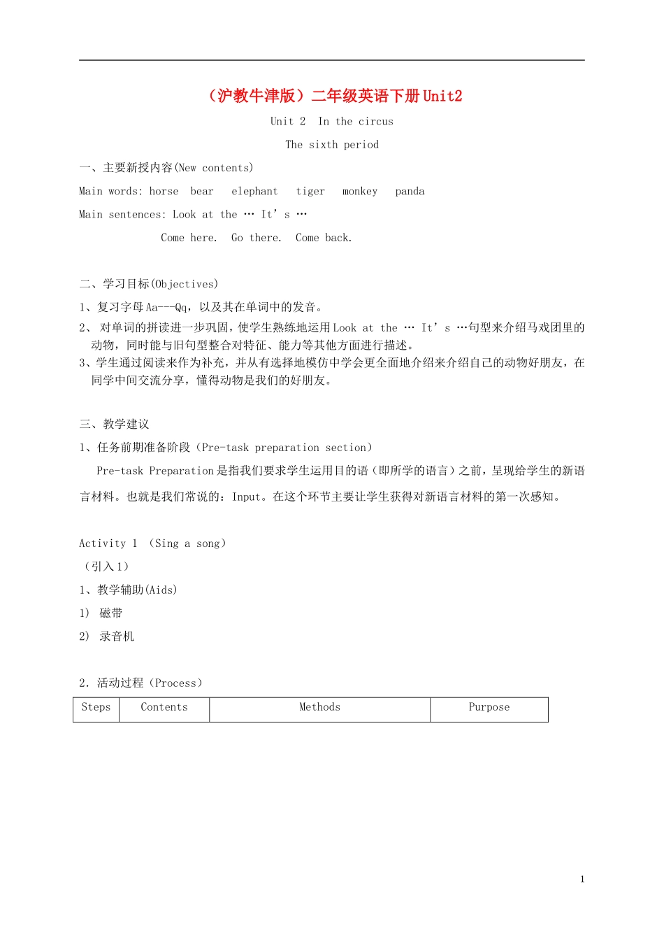 二年级英语下册 unit2 Lesson6教案 沪教牛津版_第1页