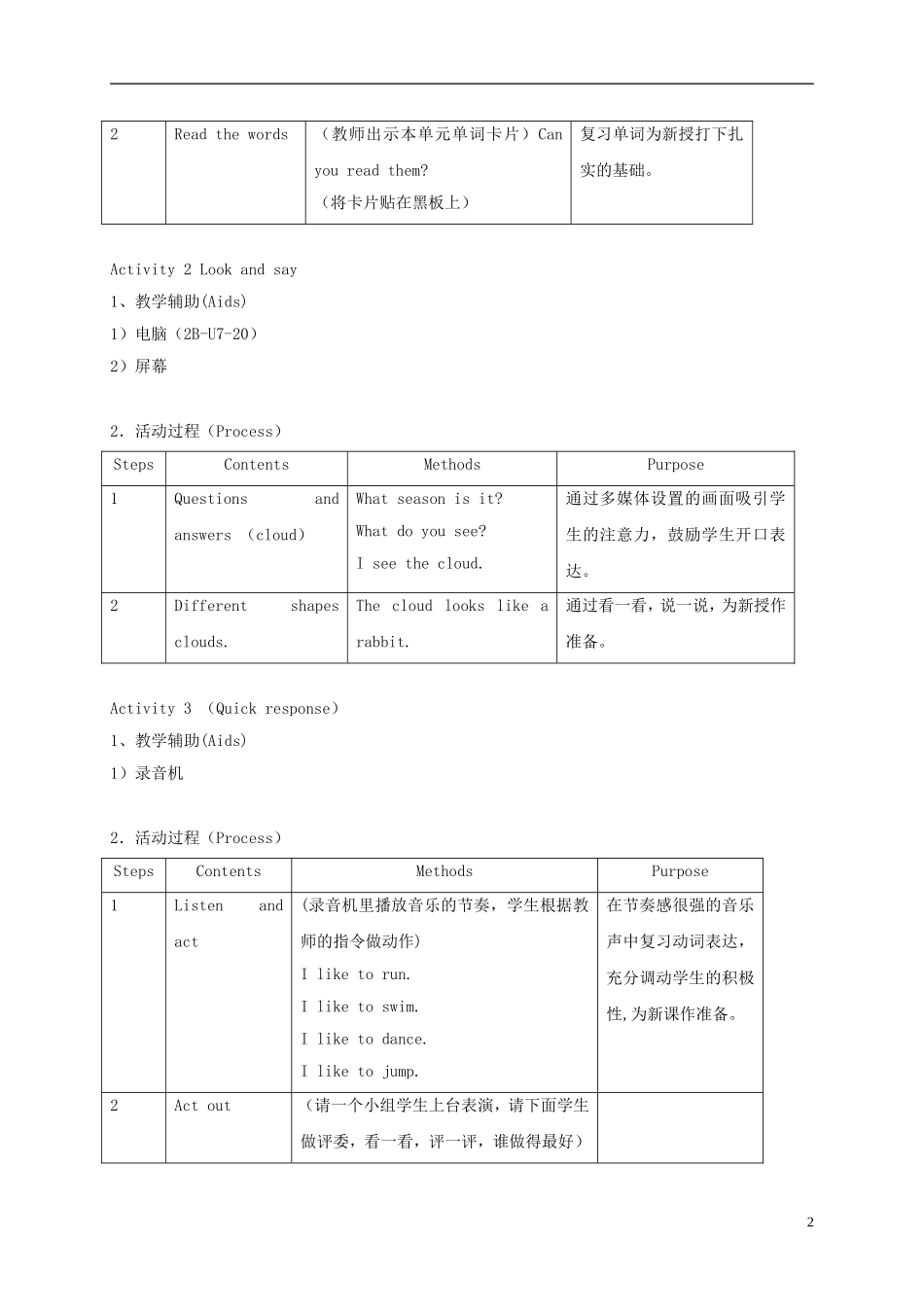 二年级英语下册 unit7 Lesson5教案 沪教牛津版_第2页
