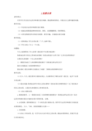 一年级科学上册 第一单元 五官兄弟 2《观察水果》教案 大象版-大象版小学一年级上册自然科学教案