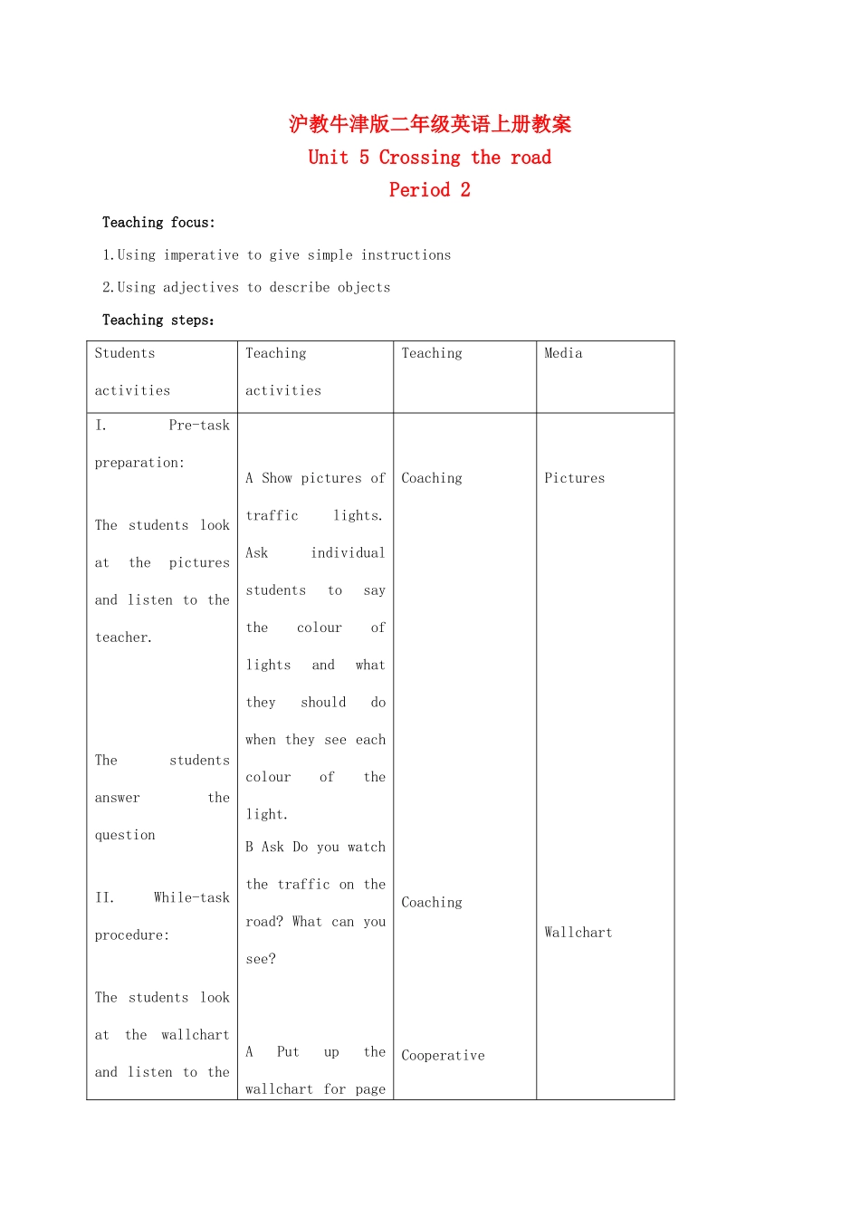 二年级英语上册 Unit5 period2教案 沪教牛津版_第1页