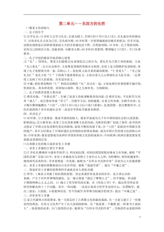 2014届高考历史 专题二 东西方的先哲同步教学案 新人教版选修4