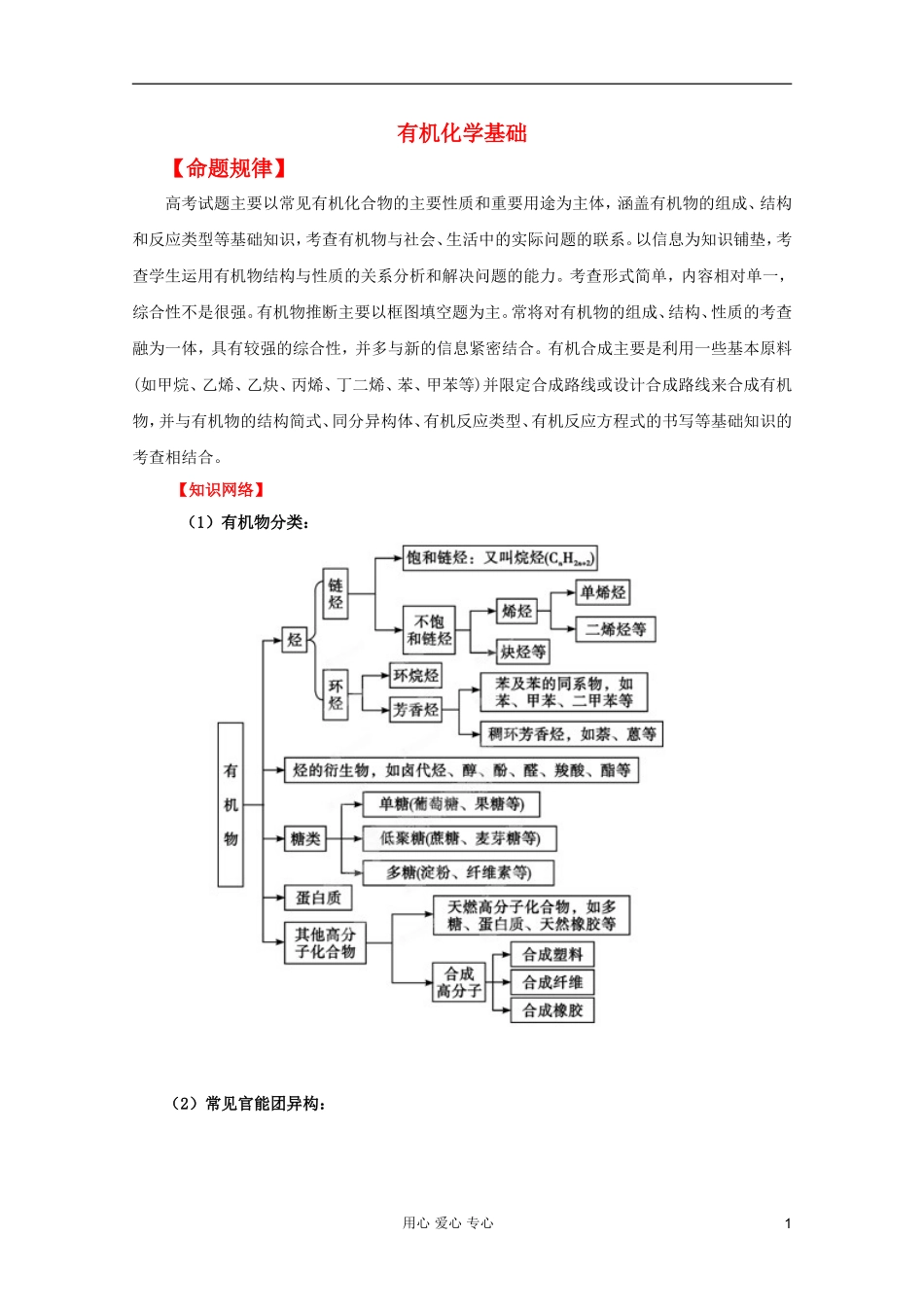 2012年高考化学二轮 专题训练 专题十三 有机化学基础教案（教师版）_第1页