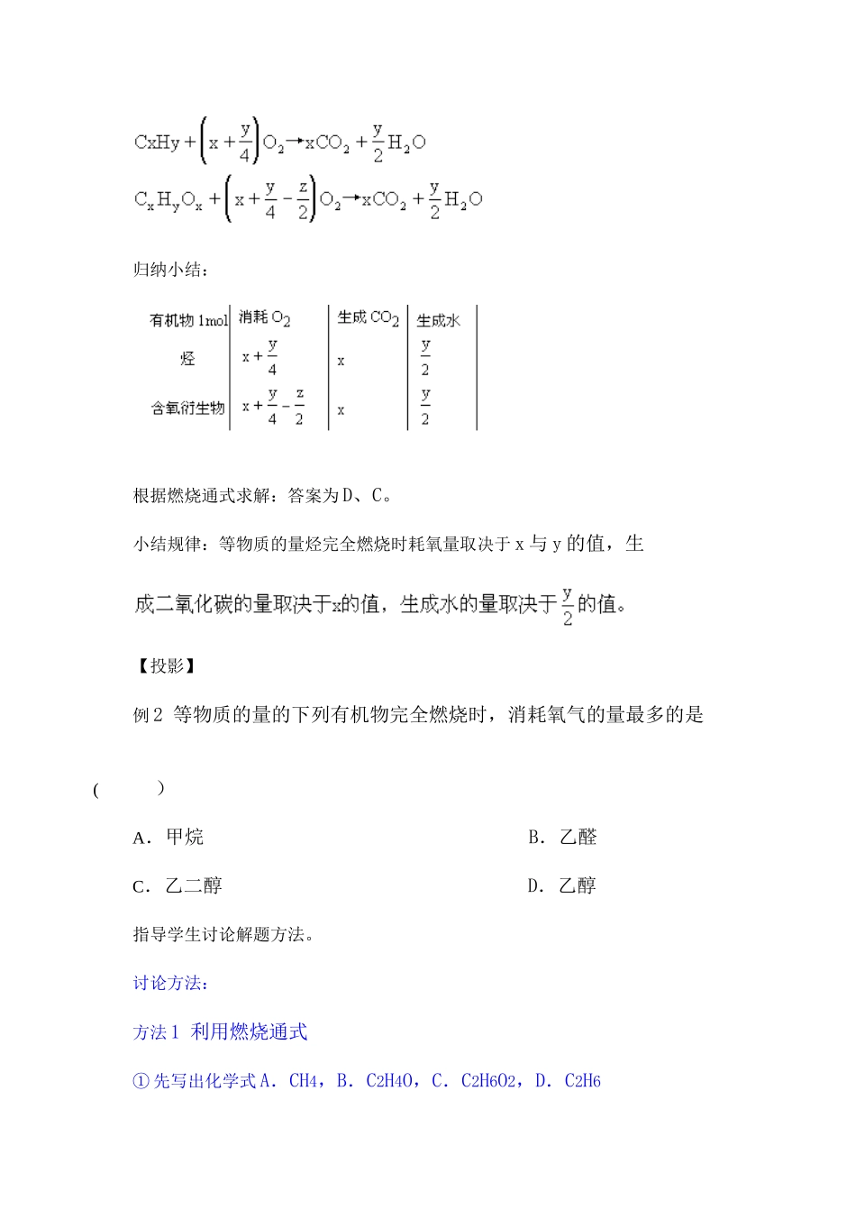 2007年高考化学复习教案有机化合物燃烧问题 人教版_第2页