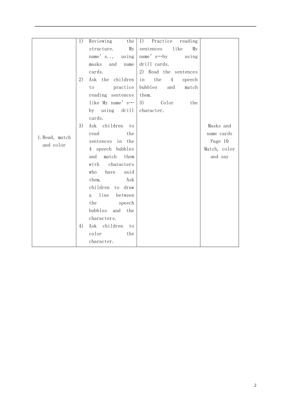 二年级英语上册 Unit1(6)教案 北师大版_第2页