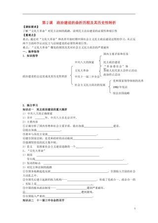 重庆市江津五中高中历史 专题四《第2课 政治建设的曲折历程及其历史性转折》复习教案 人民版必修1