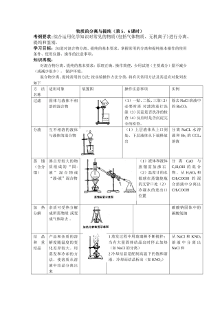 物质的分离和提纯